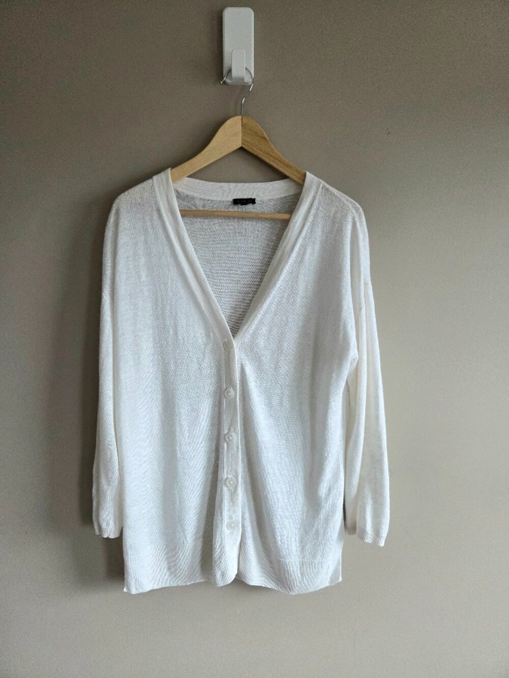 Talbots 100% Linen White Thing Cardigan